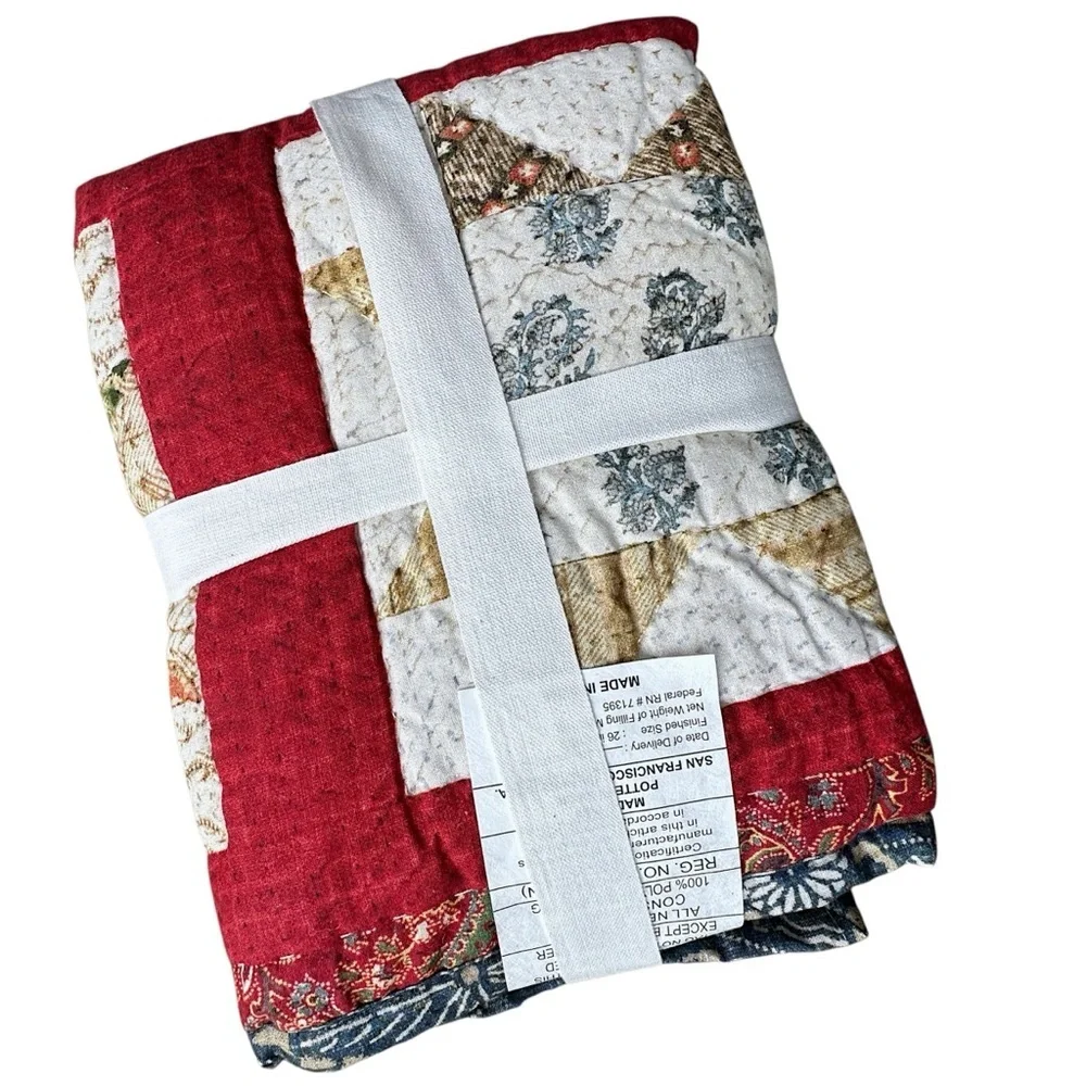 NWT | POTTERY BARN SET OF TWO EMERSON STANDARD PILLOW SHAMS HAND QUILTED COTTON